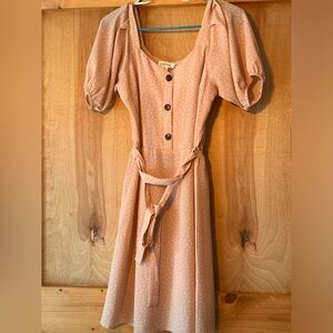 Short light pink polka got tie dress size small.
